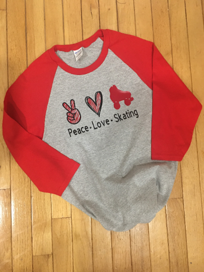 Peace, Love, Skating Raglan T-Shirt