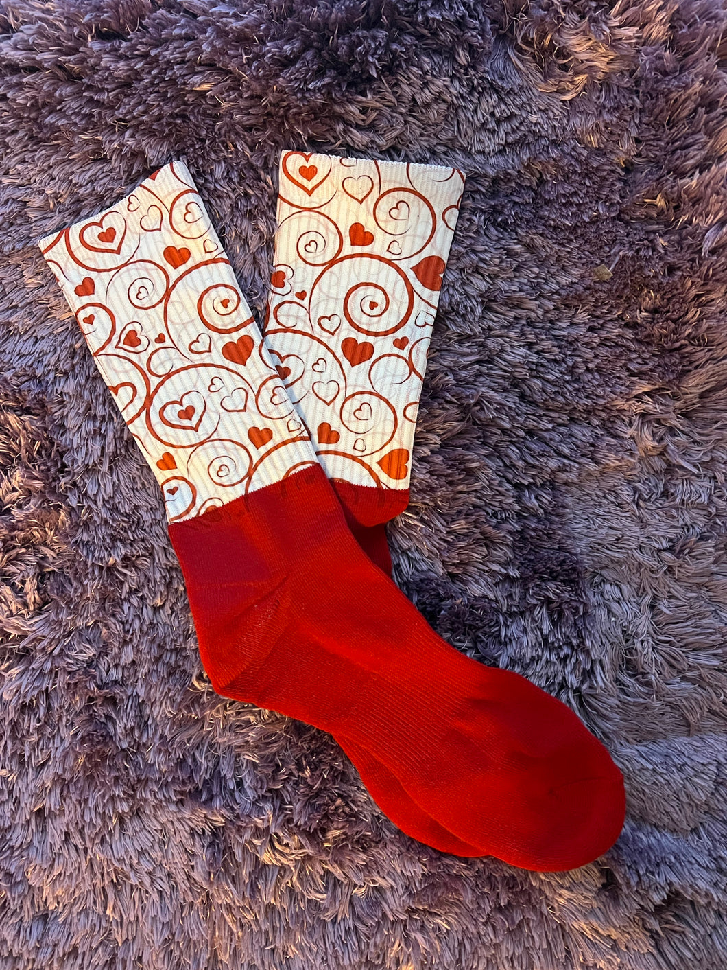 Red Swirl Athletic Socks